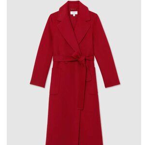REISS Wool-Blend Double-Breasted Coat - RED